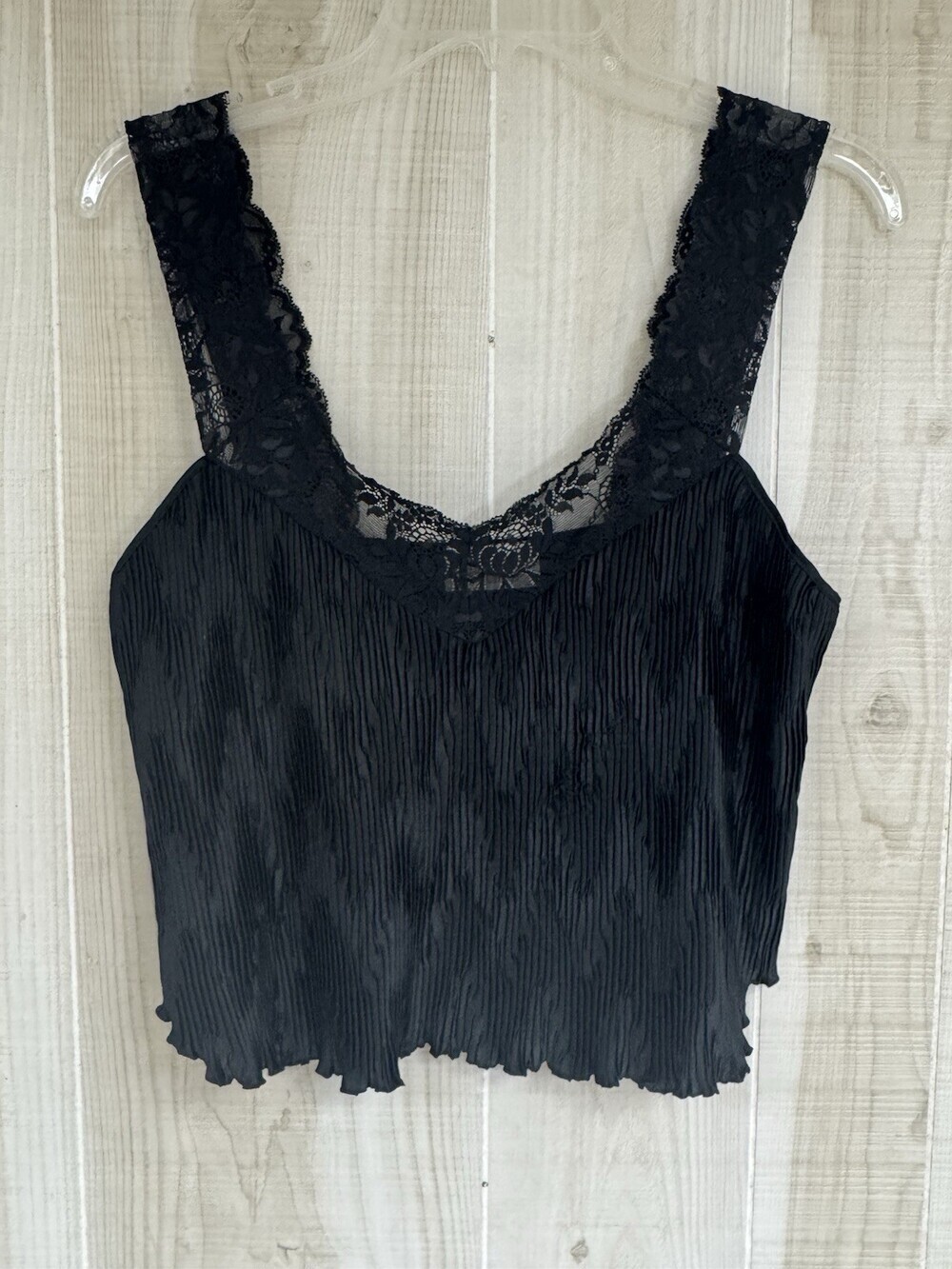 VTG 90s Y2K Victoria's‎ Secret Gold Label Black Satin Lace Goth Fairy Cami Top